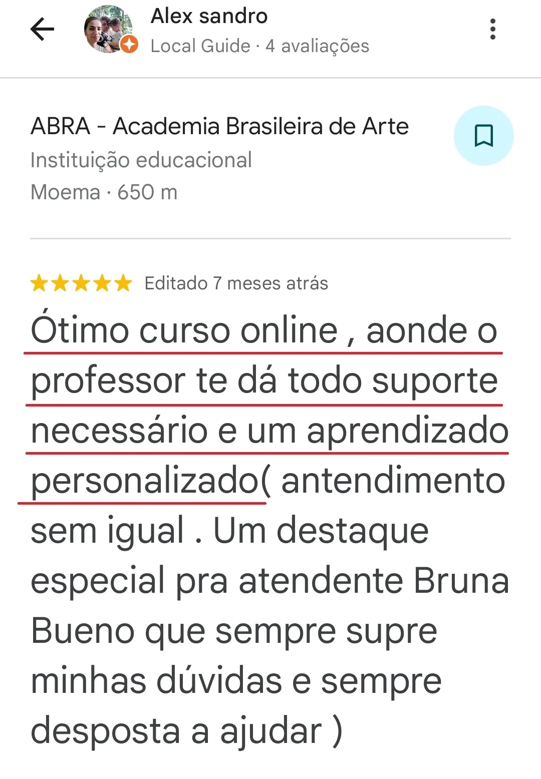 Comentário de aluno