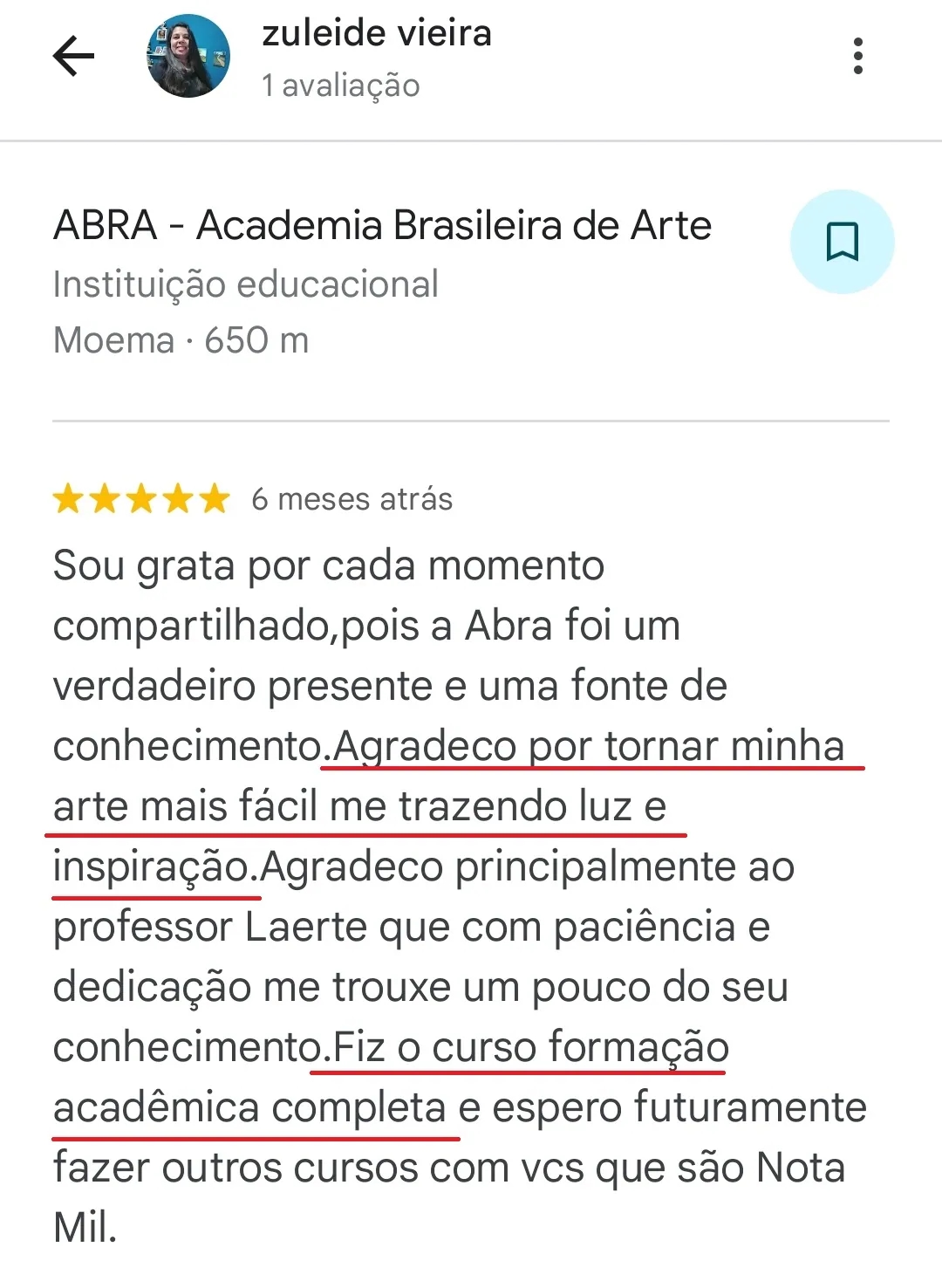 Comentário de aluno